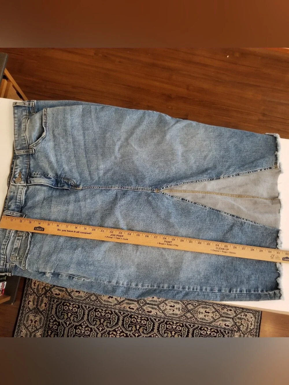 Torrid Midi Jean Skirt Women's Size 20 Blue Denim Front Slit Raw Hem Pockets